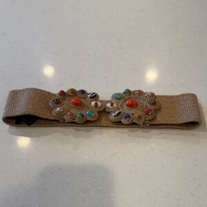 Zara Tan Belt with Multicolor Beads